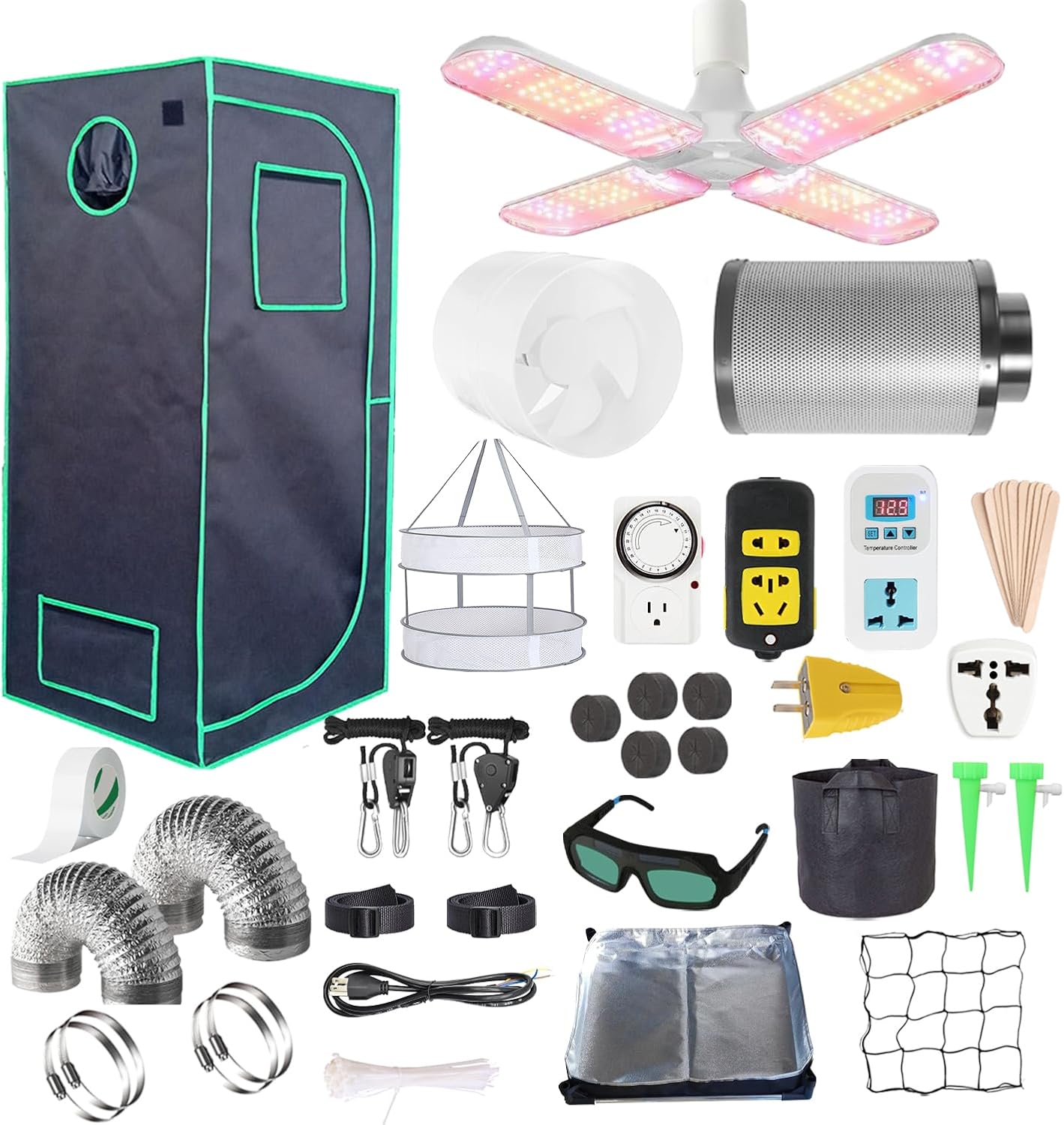 Portable Grow Tent Kit with Full Spectrum LED Light