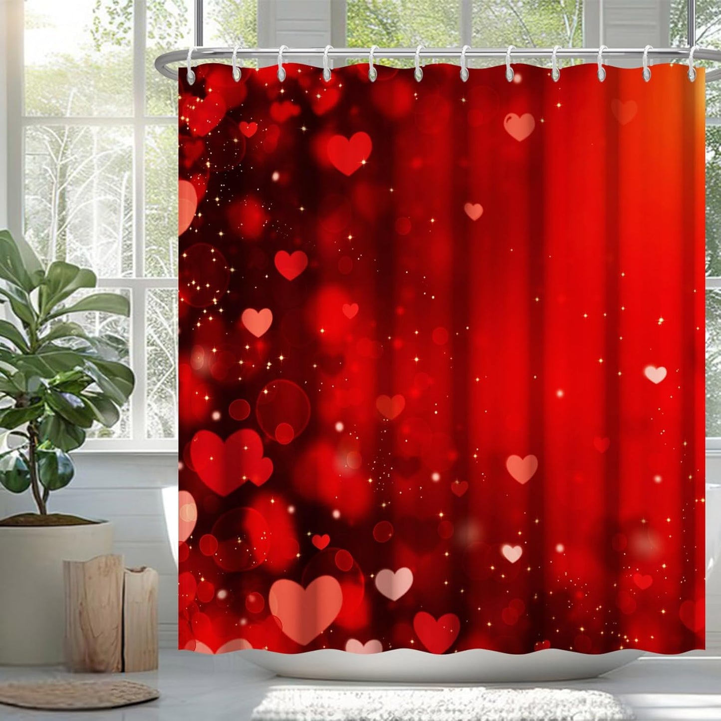 Romantic Love Hearts Shower Curtain