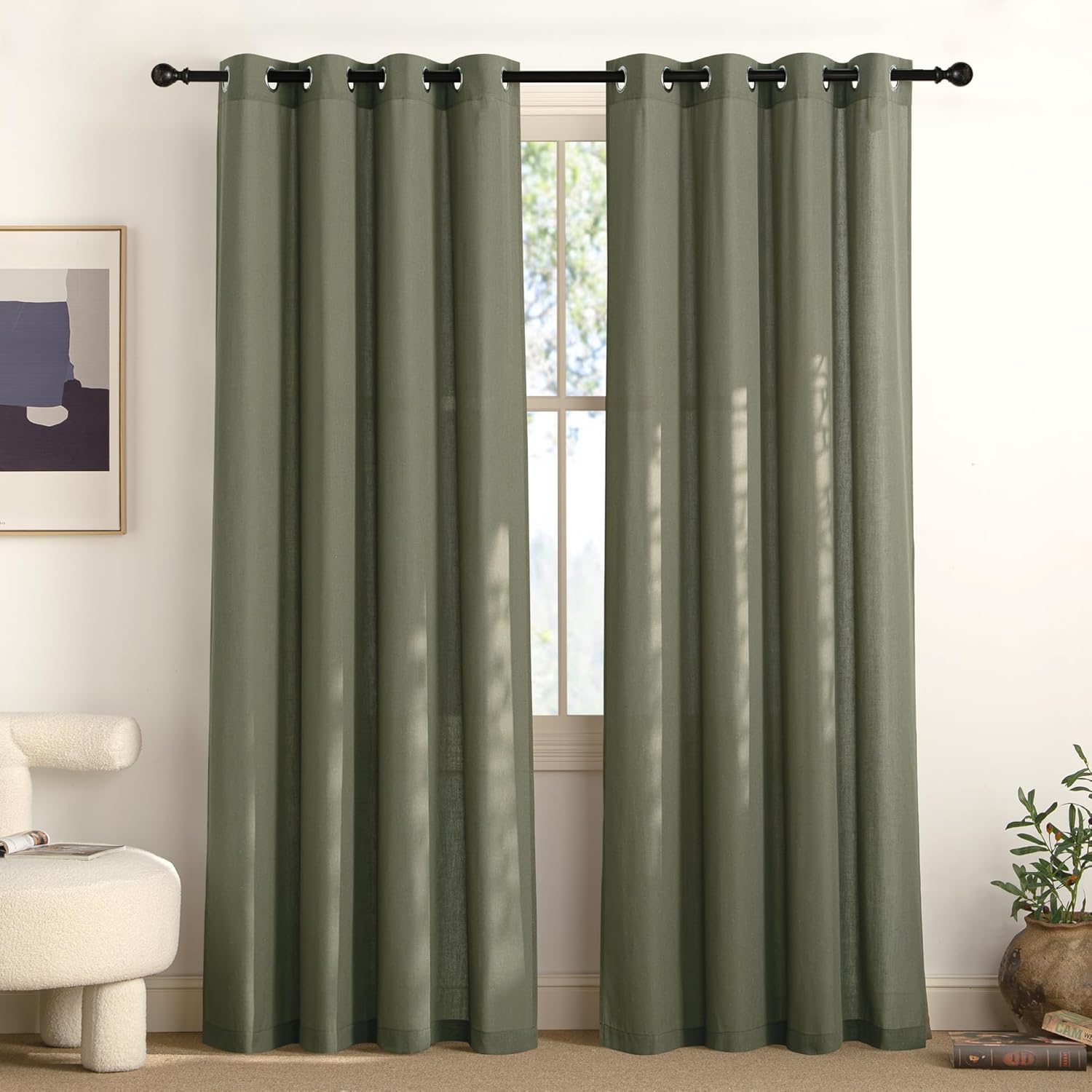 NICETOWN Linen Curtains for Vintage Rustic Home Decor Style
