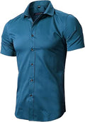 FLY HAWK Mens Button Up Short Sleeve Shirt - Lightweight Bamboo Fiber