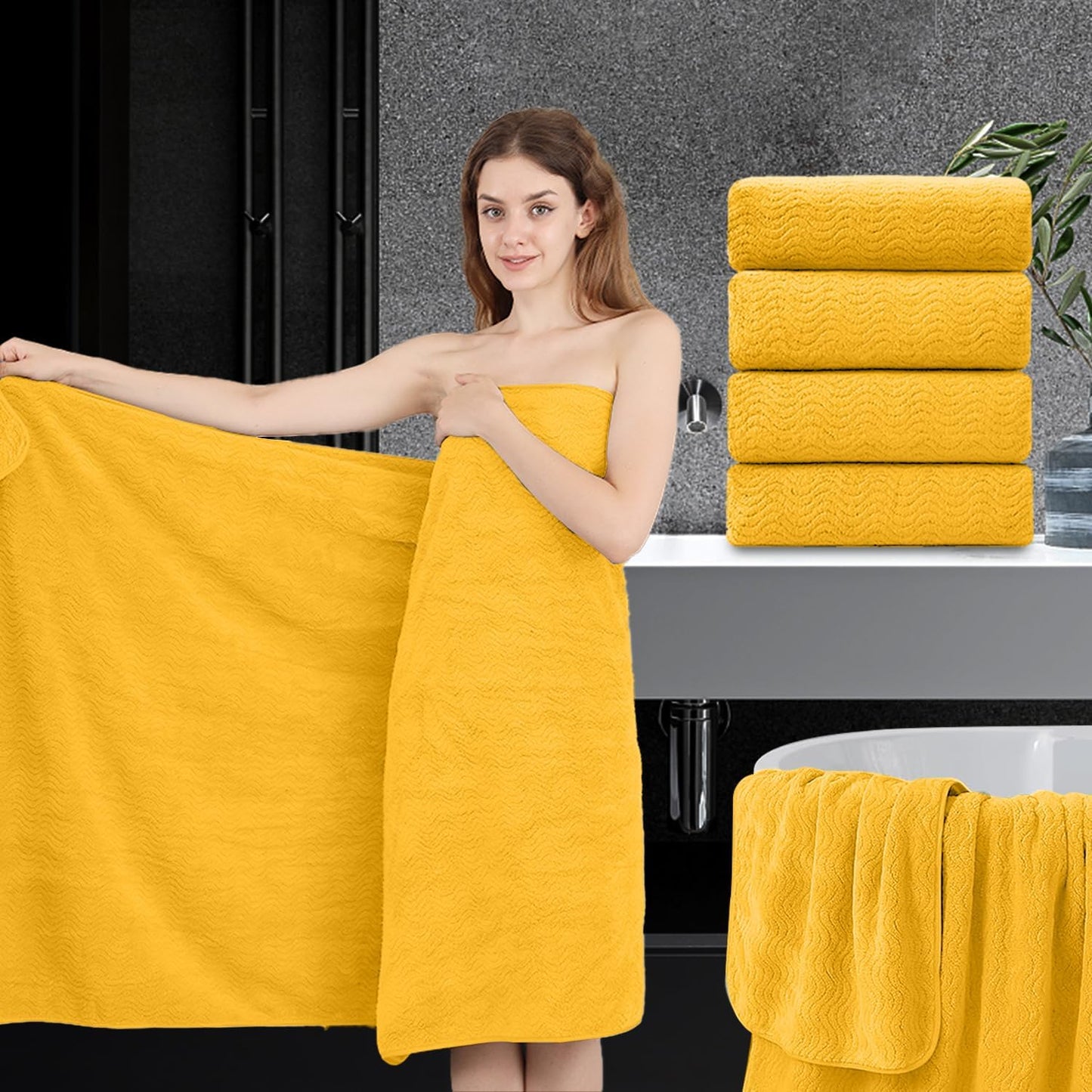Oversized Bath Sheet Set 4 Piece Extra Large Towels for Comfort