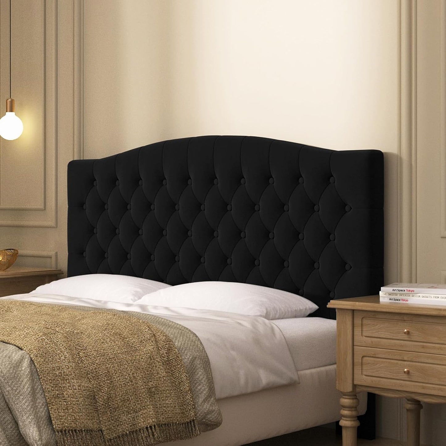 Velvet Upholstered Headboard for Queen/Full Size Beds