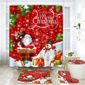Merry Christmas Snowman Red Bathroom Set - Non-Slip & Festive!