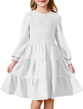 Arshiner Girls Dress Fall Boho Long Sleeve Shirred Smocked Tiered soft