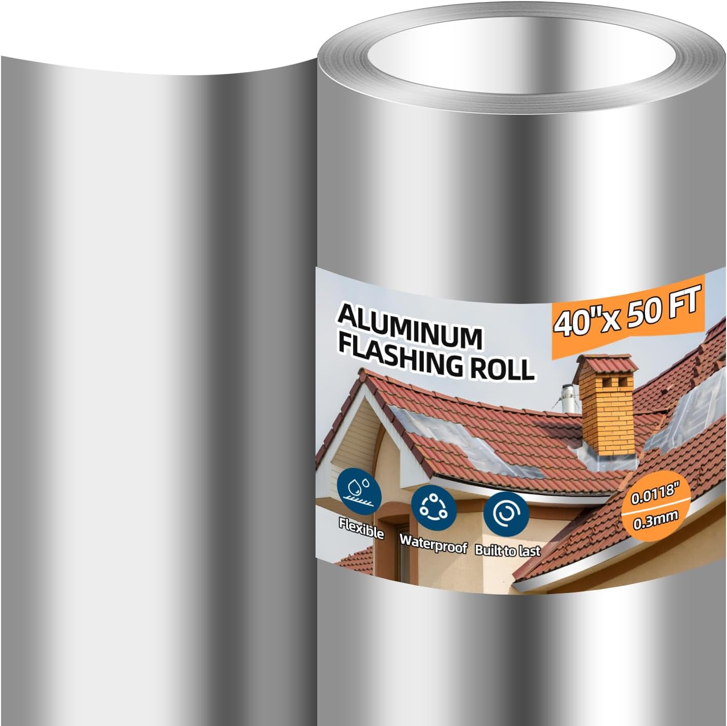 Aluminum Roll Flashing for Roof and Garden, 40in x 50ft Roll
