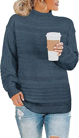 WEESO Turtleneck Sweater for Women - Fitted Knit Casual Jumper
