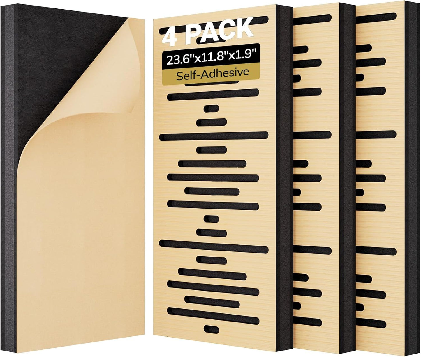 TONOR 4-Pack Acoustic Wood Wall Panels for Sound Absorption