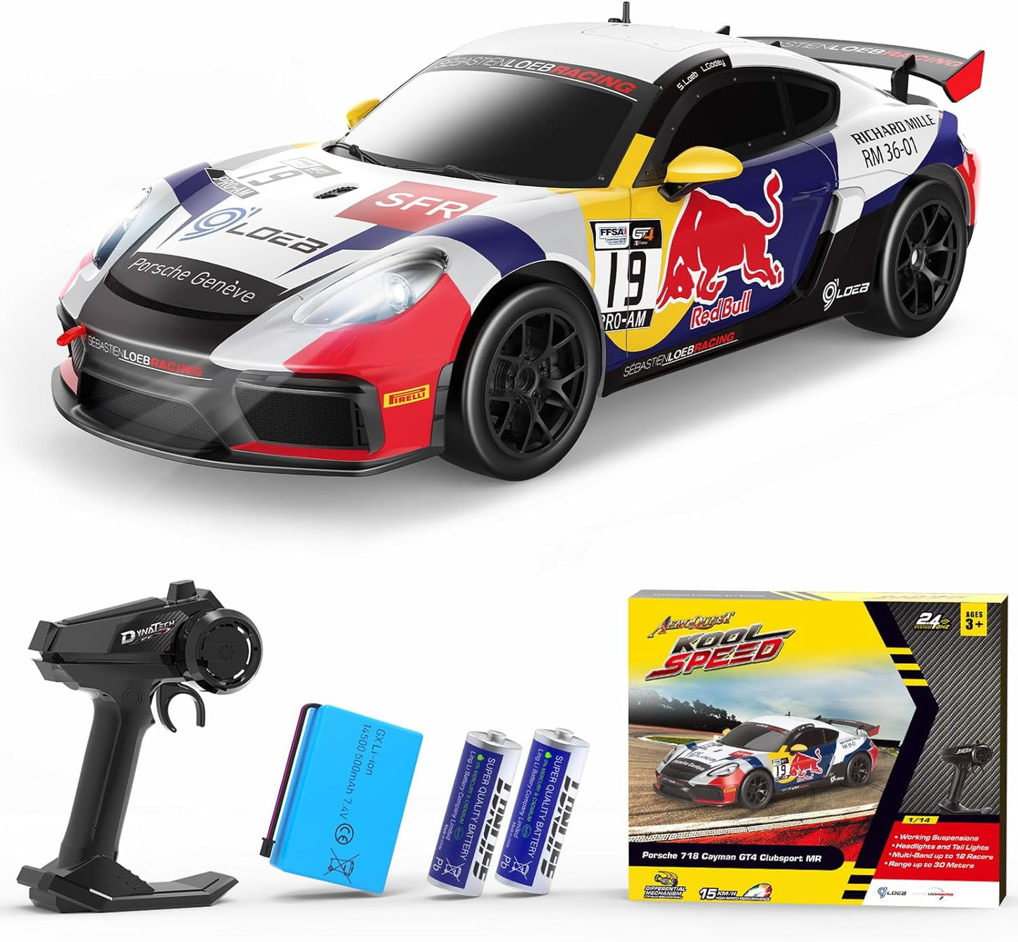 Porsche Remote Control Car 1:14 Red Bull Cayman GT4 Toy Gift