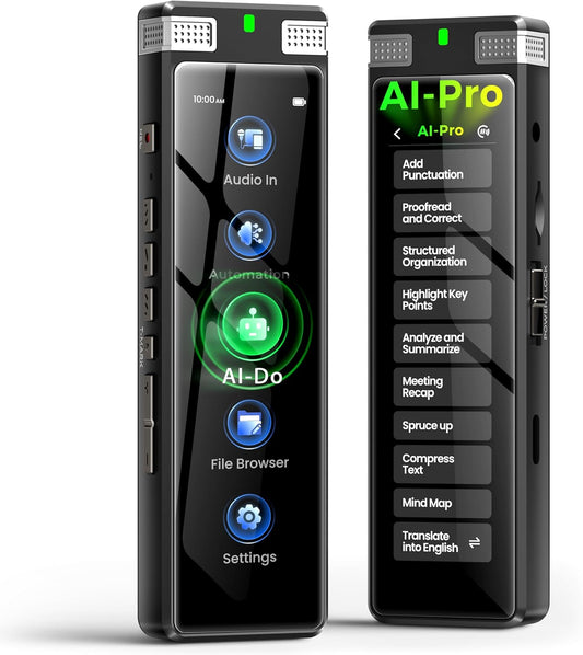 136GB AI Voice Recorder with Playback and Offline Transcribe