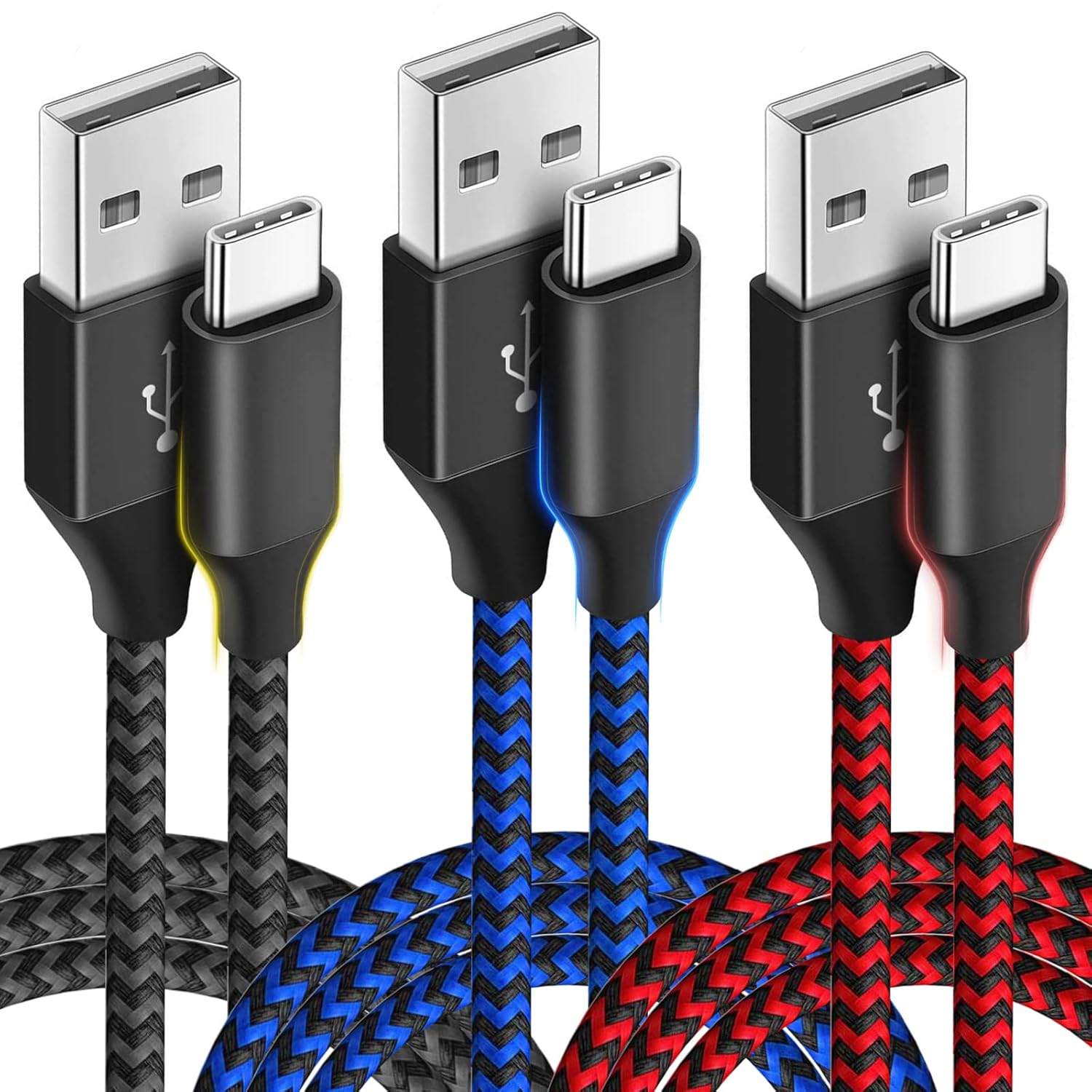 Fast Charge USB C Cable 10ft 3 Pack - Samsung Galaxy S20 S10 Compatible