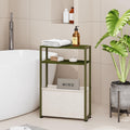 Narrow Side Table Slim End Table with Fabric Basket - Space Saving
