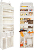 Door Hanging Storage Organizer Beige with 3 Bins and Movable Caddy