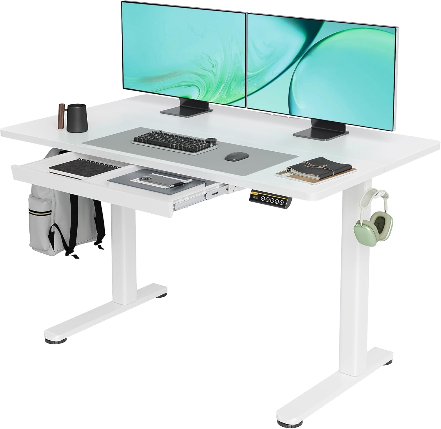 Claiks Electric Stand Up Desk with Drawers for Home Office