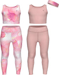 Girls Athletic 5pc Set Leggings & Crop Tanks Sizes 3-16 - Active Set