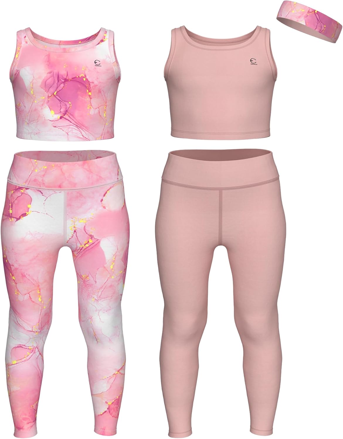 Girls Athletic Leggings and Crop Tank Tops Set for Active Kids