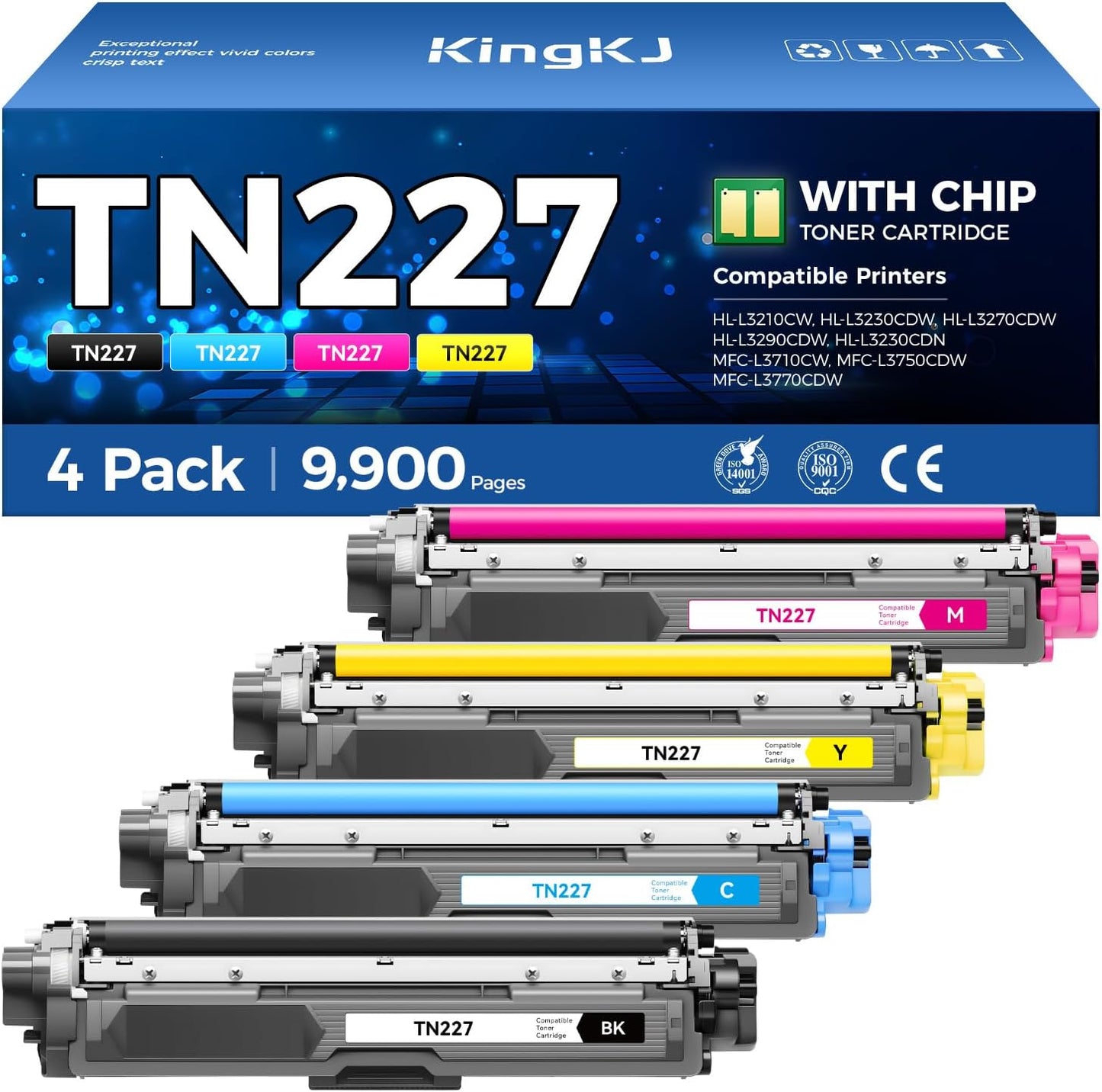 TN227 Toner Cartridge Set 4-Pack for Brother Printers
