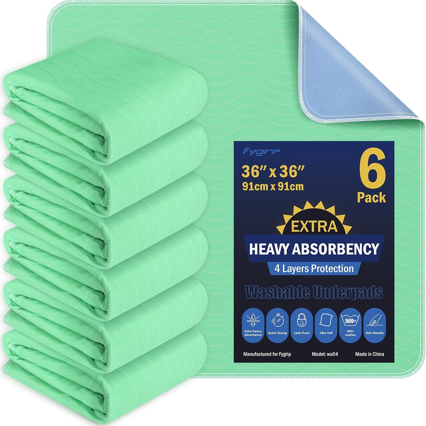FYGRIP Extra Heavy Absorbency Washable Underpads - Ultimate Protection!