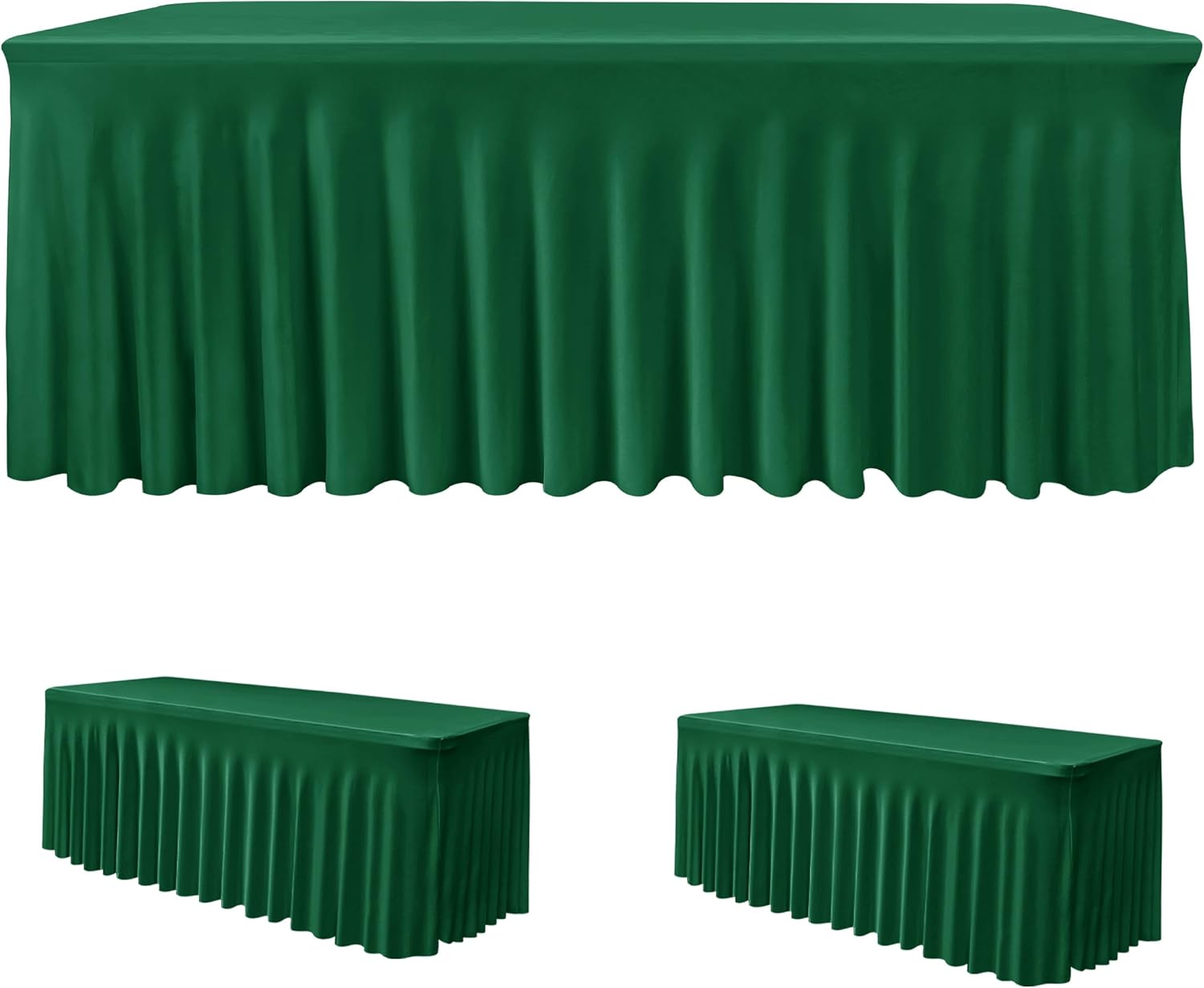 Hunter Green Spandex Table Skirt Set for 6ft Rectangle Tables