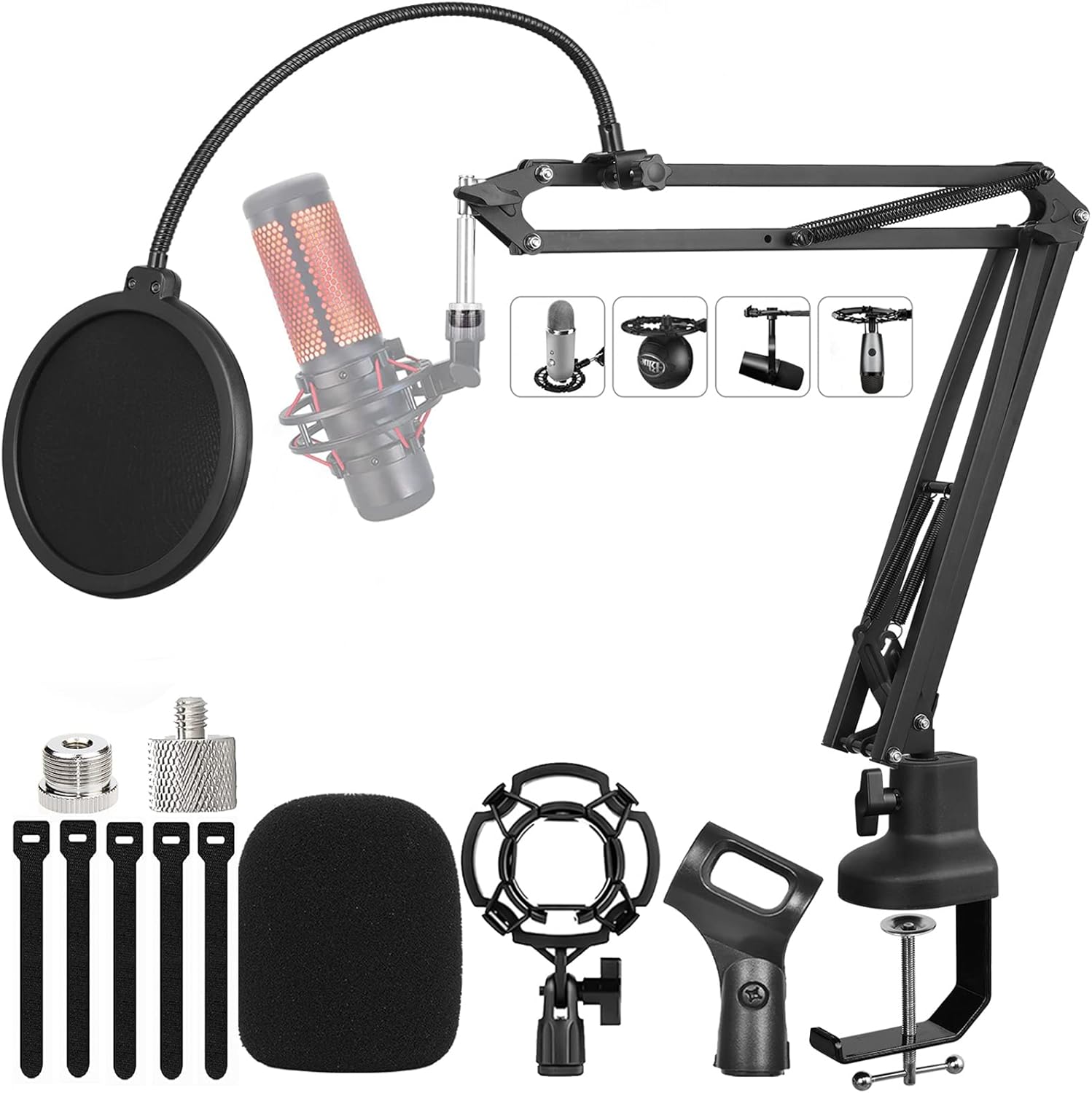Heavy Duty Boom Arm Suspension Mic Stand for Blue Yeti & More