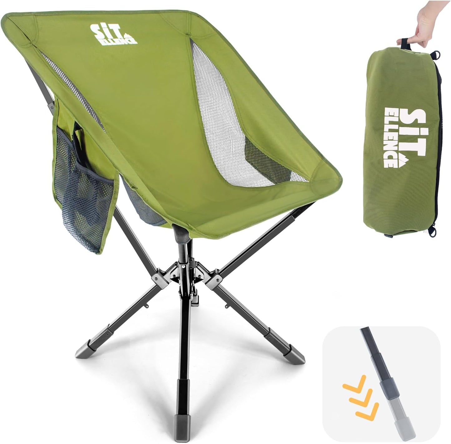 ADJ-S2 Portable Camping Chair - Adjustable Height Folding Chair