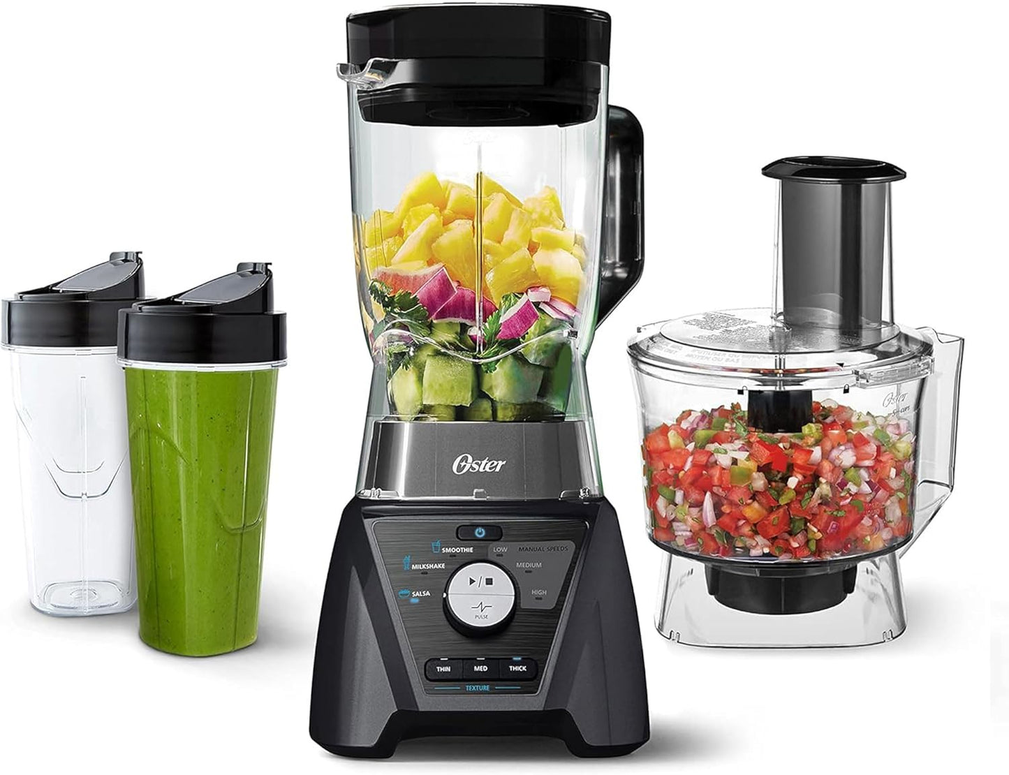 Oster Blender & Food Processor Combo: 3 Settings for Smoothies & Chopping