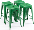 24 in Metal Backless Bar Stools Set of 4 - Green Counter Height