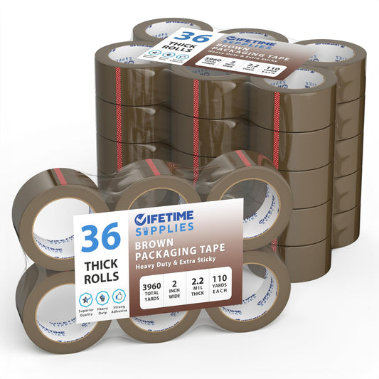36 Rolls Upgraded 2 in Brown Premium Packing Tape for Shipping