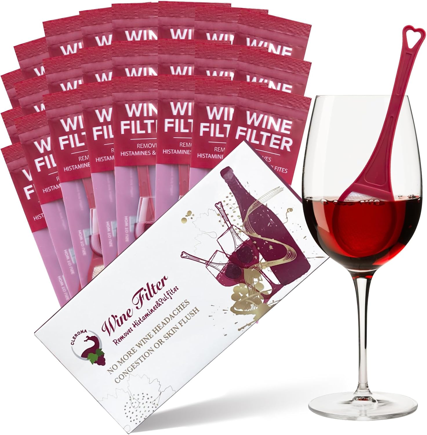 Clerona Wine Filters for Sulfite and Histamine Removal - 24 Pack