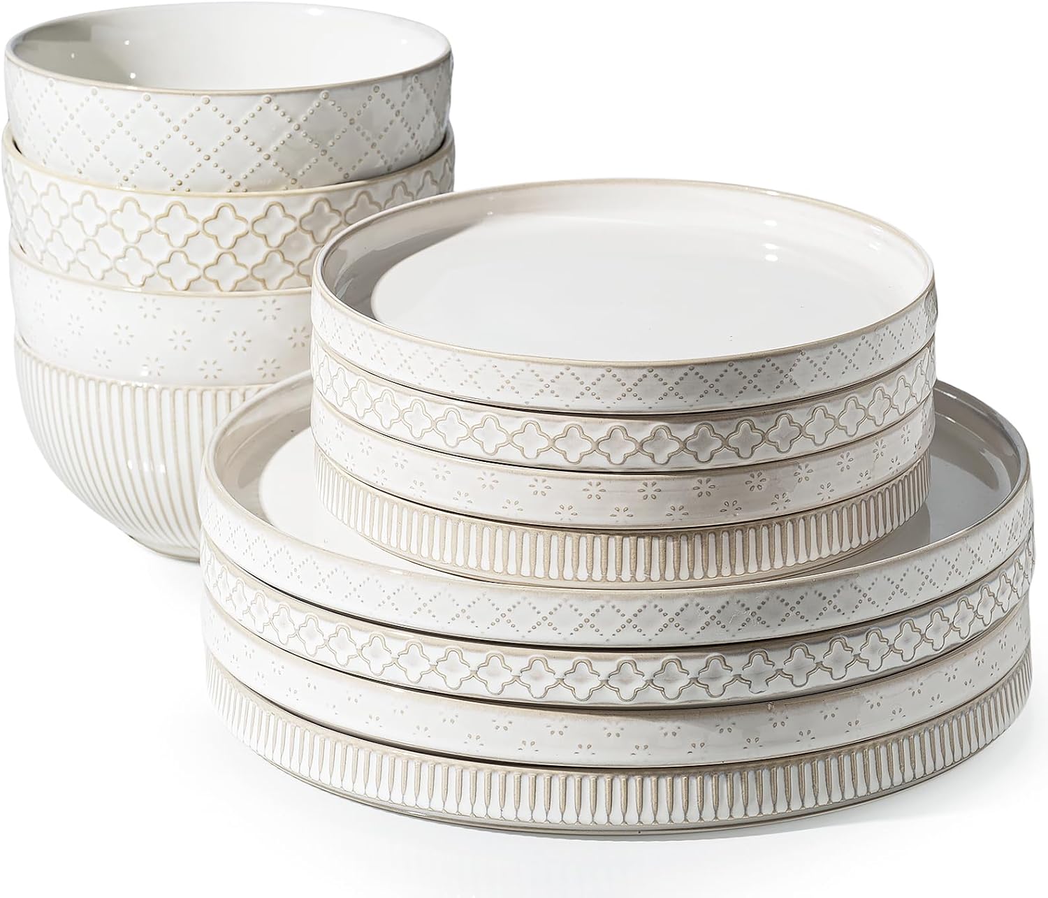 Getstar Dinnerware Sets for 4, Stylish Plates and Bowls Set