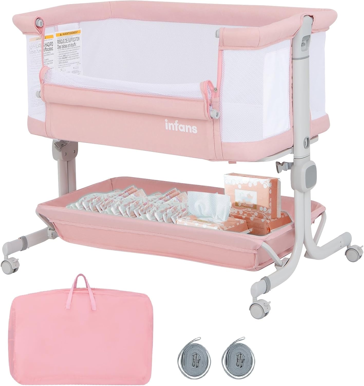 3 in 1 Baby Bassinet with Adjustable Height and Comfy Mattress