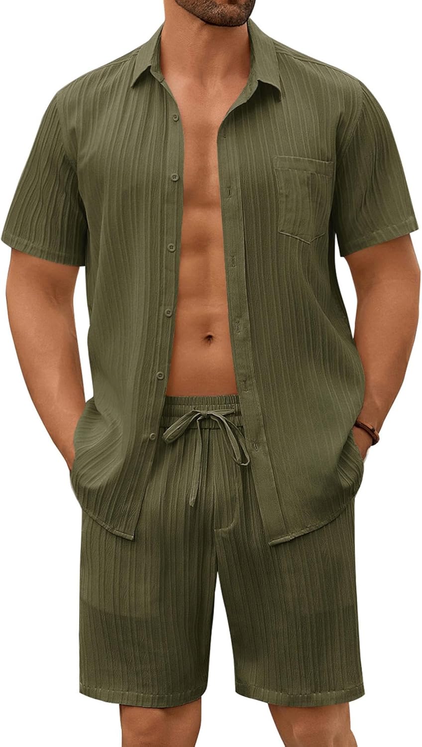 COOFANDY Mens Beach Outfits 2 Piece Set for Summer Style