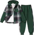 Cute Girls Plaid Flannel Hoodie with Matching Joggers Set