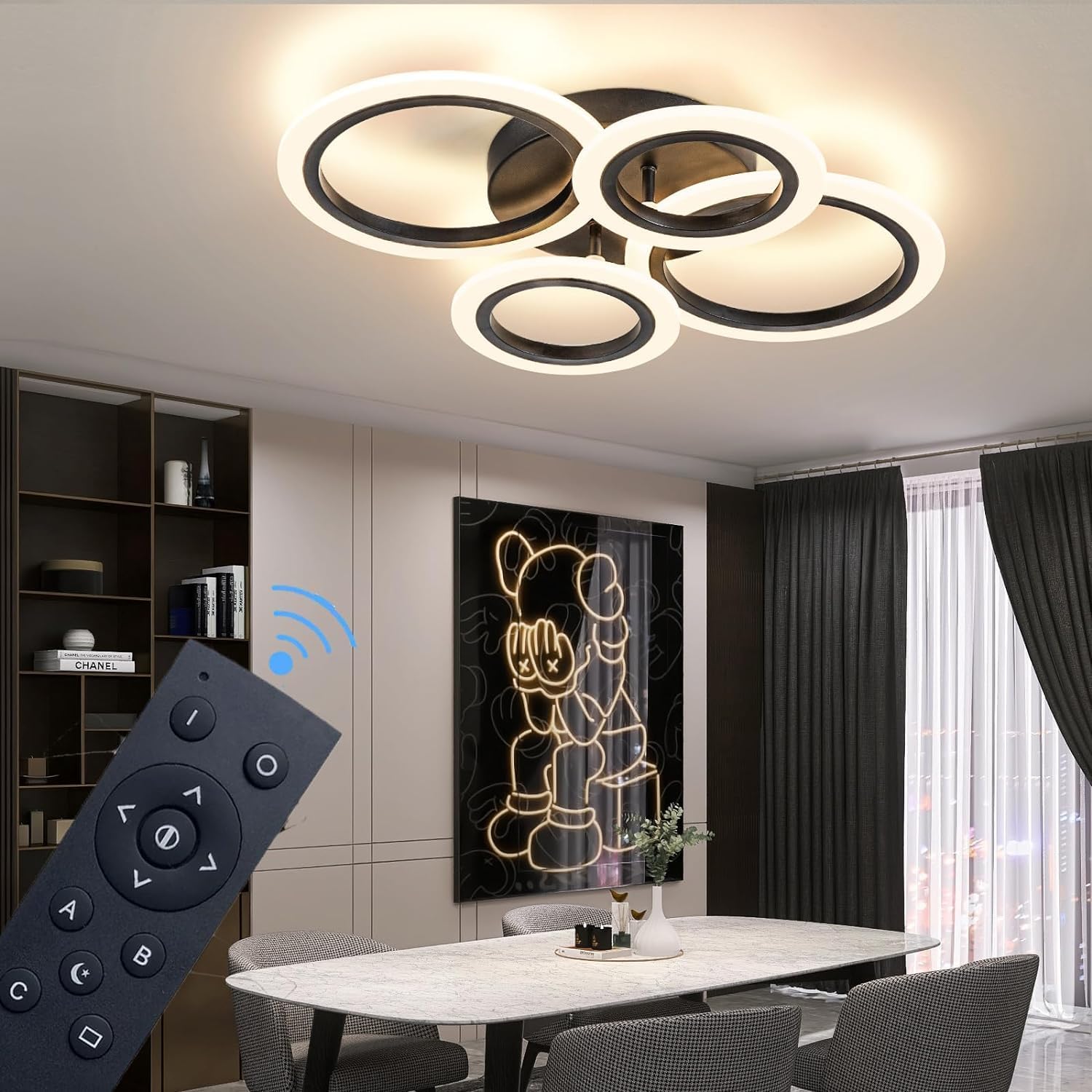 34W Modern LED Ceiling Light with Remote Control for Dimming