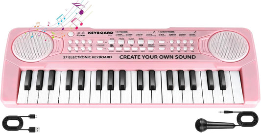 Upgrade Kids Pink Piano with Microphone - TWFRIC