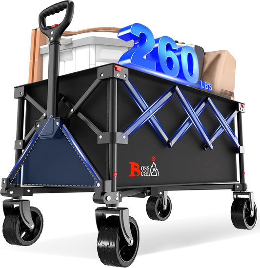 Bossicar Collapsible Folding Wagon: Heavy Duty & Silent Wheels