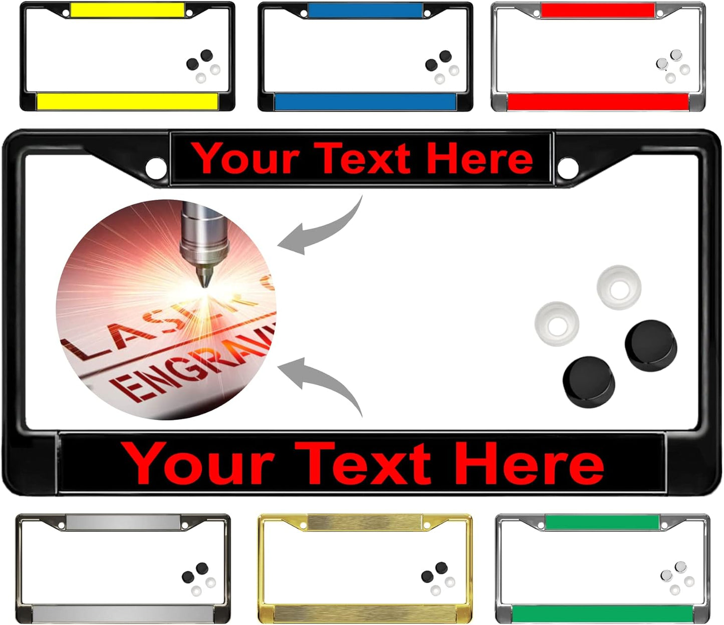 Custom Personalized Black Powder-Coated Metal License Plate Frame