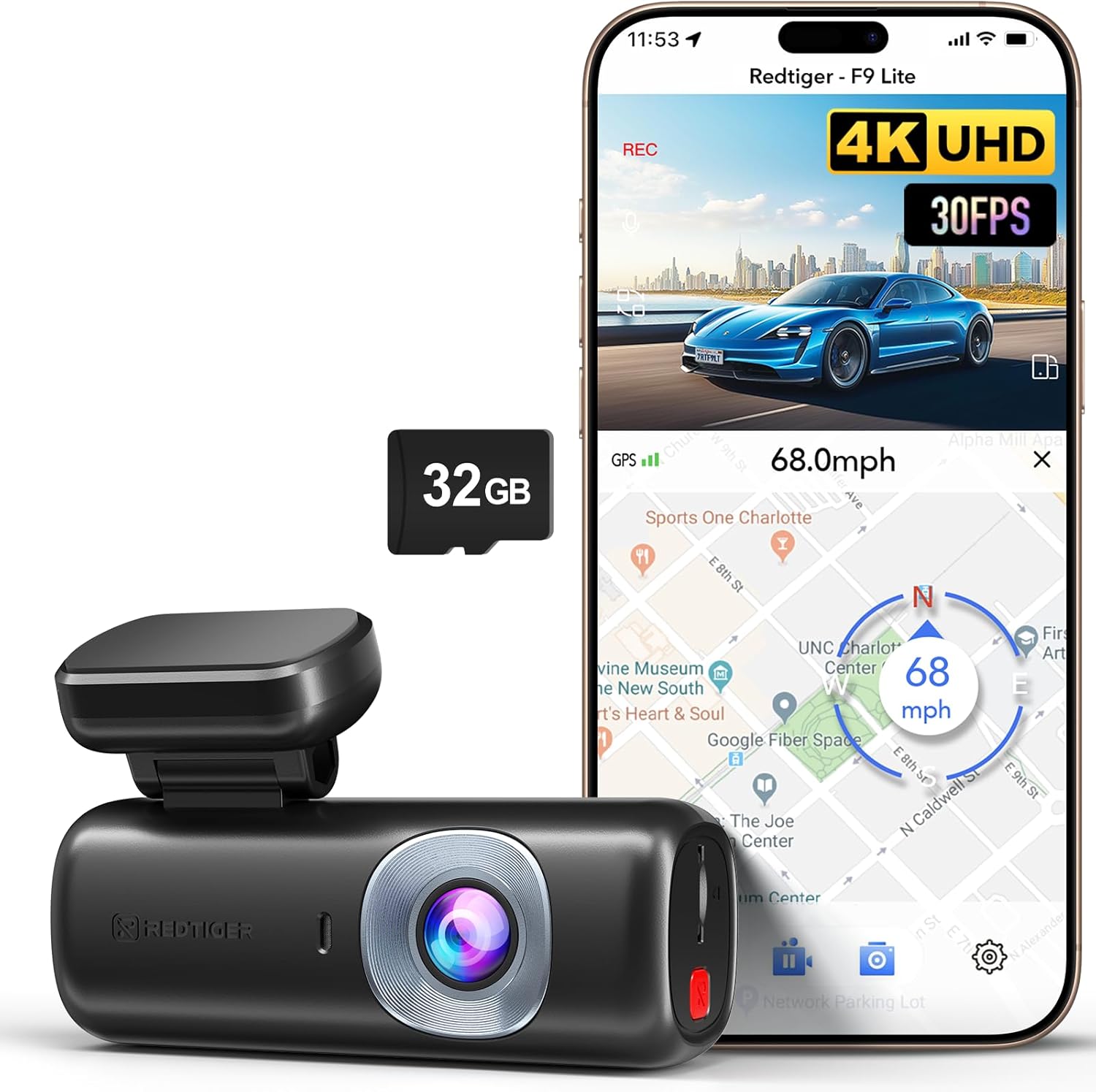 REDTIGER 4K Dash Cam: WiFi GPS & Night Vision