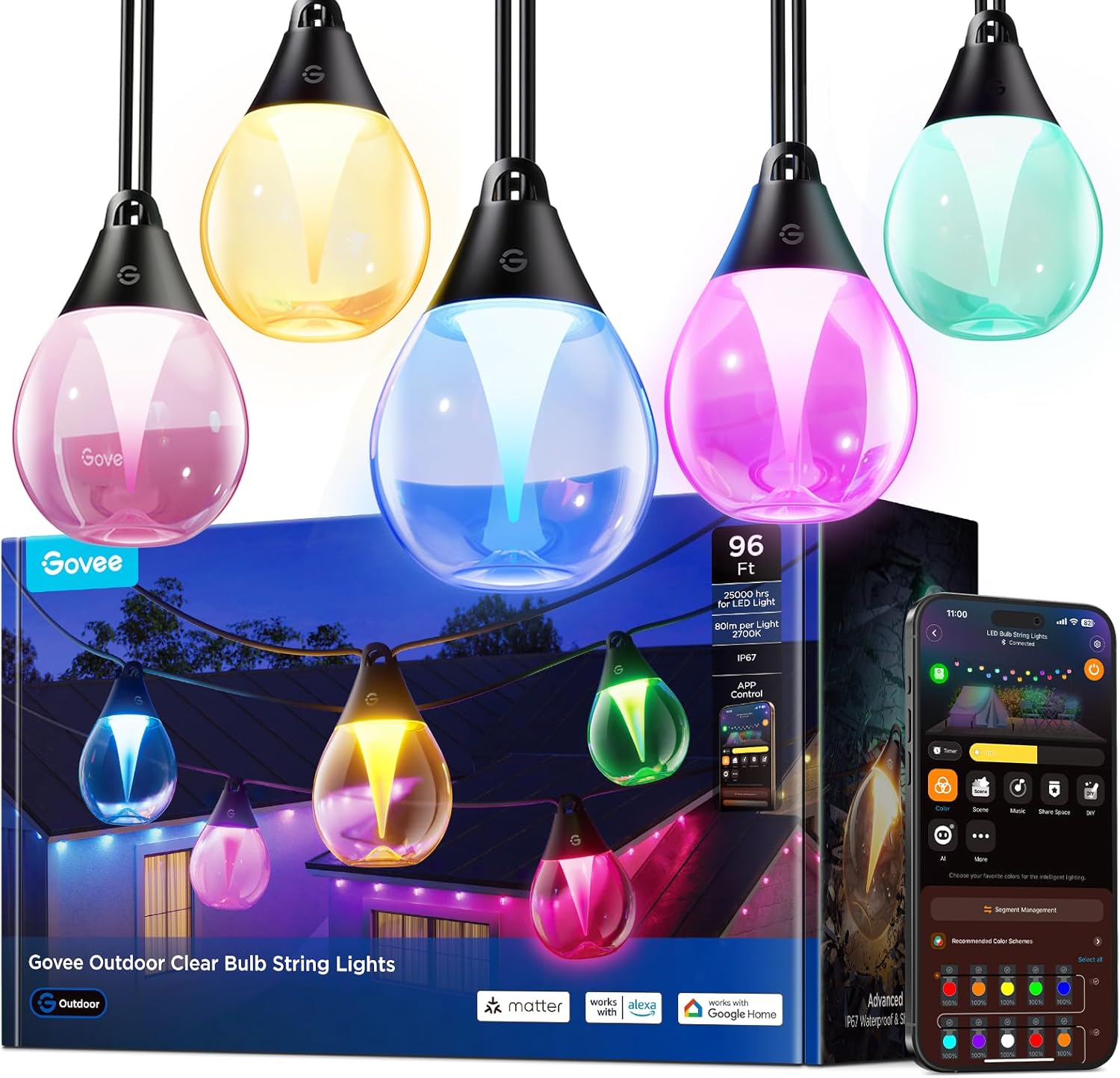 Govee Outdoor Clear Bulb String Lights for Vibrant Patios