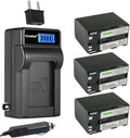 Kastar 3-Pack BP-970G Battery and LCD AC Charger Kit - High Capacity