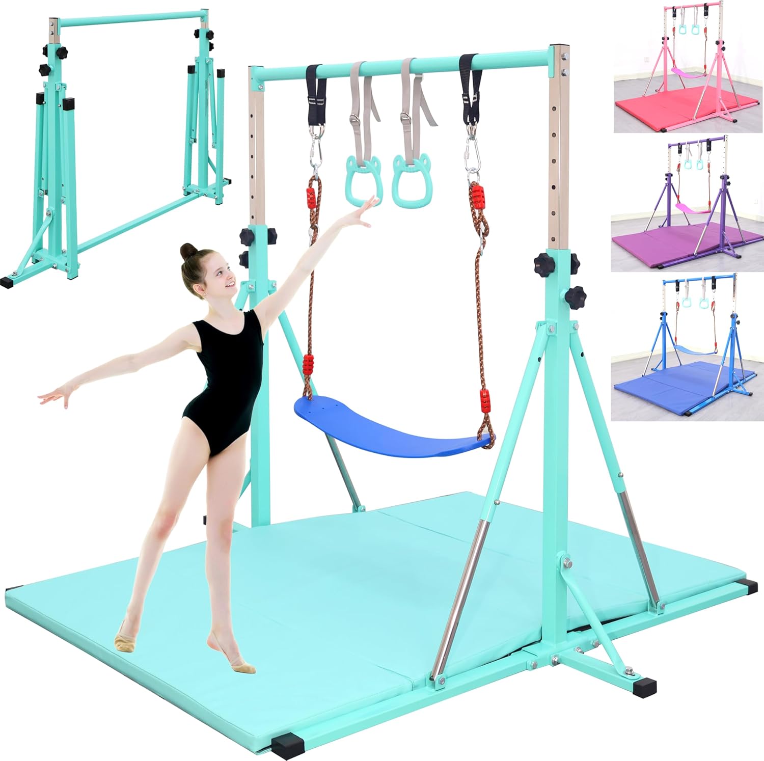 Foldable Gymnastics Bar for Kids Ages 3-15 - Adjustable Fun