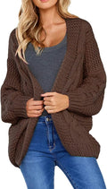 Open Front Chunky Knit Cardigan Sweater - Relaxed Long Sleeve Layer