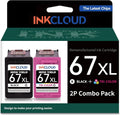 Remanufactured Ink Cartridges Replacement for HP 67XL - 2 Pack High
