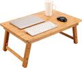 Nnewvante Large Bamboo Laptop Tray Desk - Adjustable & Foldable - Supports 18in Laptop