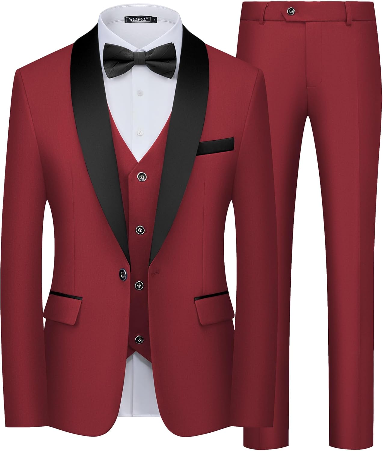 WULFUL Men's Slim Fit Tuxedo Suit Set for Prom and Business