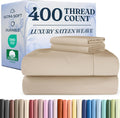 400 Thread Count Cotton Sheet Set Queen - Deep Pocket, Silky-Soft