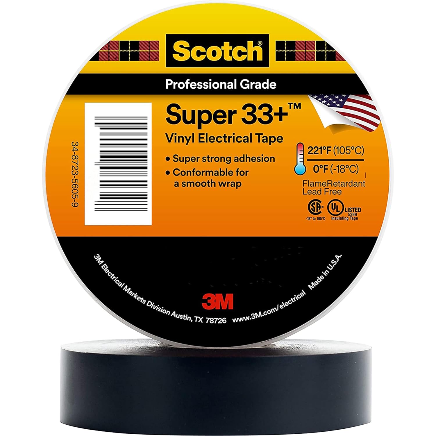 3M Scotch Super 33+ Electrical Tape - Premium Grade 10 Roll Pack