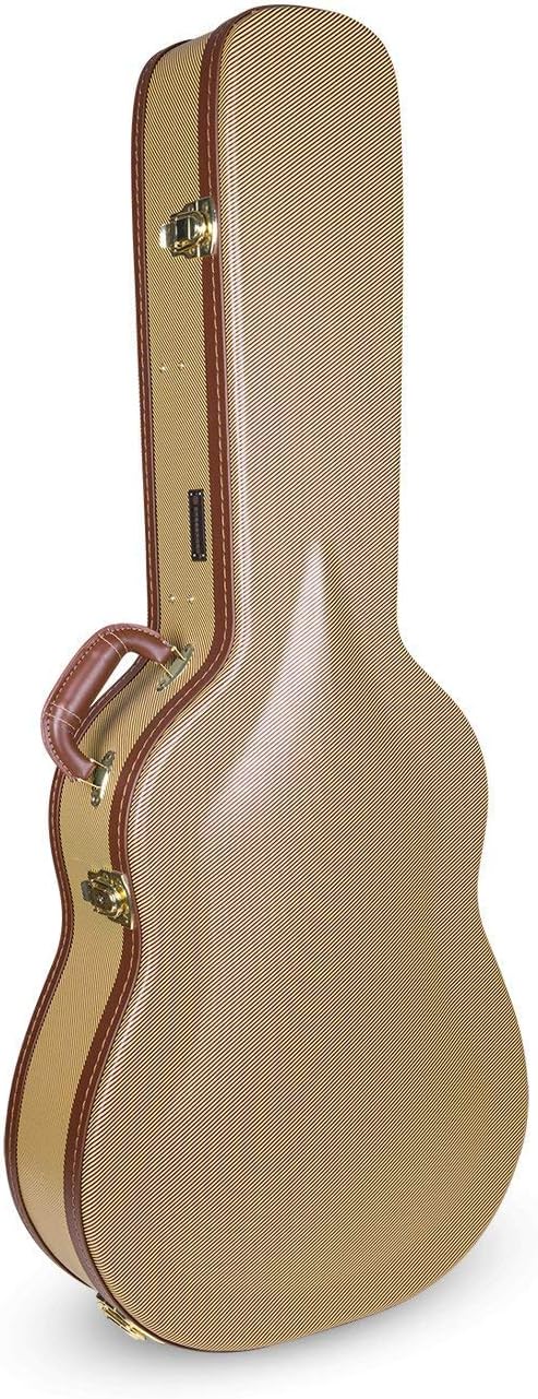 Hardshell Arch Top Wooden Case for Acoustic Guitars, Vintage Tweed