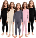 Girls Thermal Underwear Set Fleece Lined Long Johns for Winter