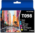 Remanufactured T098 T099 Ink Cartridge Replacement 7-Pack - Value Set