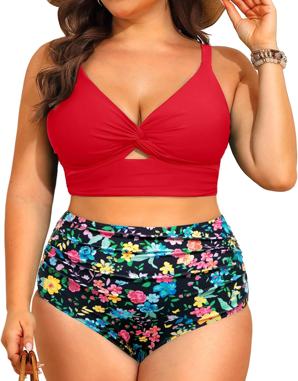 Daci Plus Size Two Piece Swimsuits for Women - High Waisted